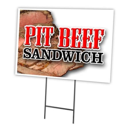 Pit Beef Sandwich Yard Sign & Stake Outdoor Plastic Coroplast Window